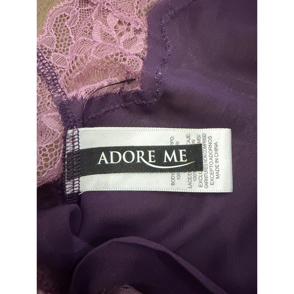 Adore Me Purple Lace Trim Bow Detail Babydoll Chemise Lingerie M - Picture 7 of 8